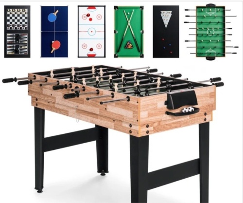 10-in-1 Combo Game Table Set w/ Pool, Foosball, Ping Pong, Chess - 2x4ft - Lot 118