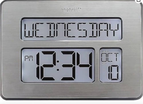 La Crosse Technology Atomic Wall/Table Clock, Metal, 7.5-inch H x 9.75-inch W x 1-inch  - Lot 121