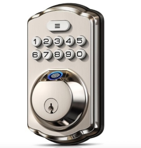 Lot of 2 Veise Fingerprint Door Lock, Keyless Entry Door Lock, Electronic Keypad Deadbolt, Biometric Smart Locks for Front Door, Auto Lock, Anti-Peeking Password, Easy Install, Satin Nickel - Lot 123
