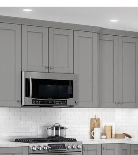 Gray Plywood Shaker Assembled Wall Kitchen Cabinet Soft Close 30 in W x 12 in D x 15 in H - Lot 220
