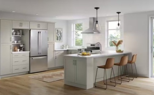  Hampton Bay Westfield Dusk Gray Shaker Stock Assembled Wall Kitchen Cabinet (15 in. W x 12 in. D x 30 in. H) - Lot 221