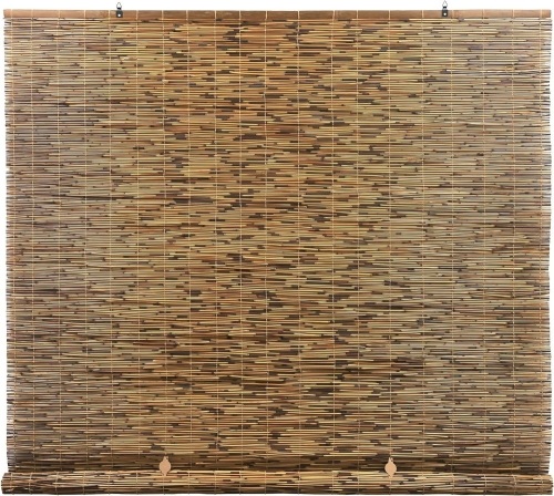 Radiance Cordless Bamboo Blinds - Waterproof Roller Shades for Porch, Patio & Interior Windows - Roll-up Bamboo Shades for Inside Mount - Indoor & Outdoor Privacy Screen - Cocoa - 72" W x 72" L  - Lot 138