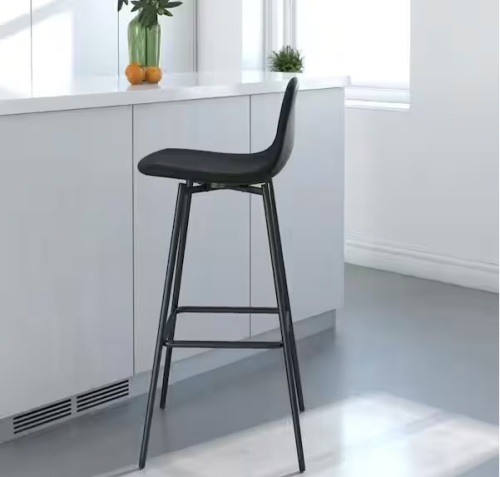 Cooper 30. 5in Black Faux Leather with Metal Legs Upholstered Bar Stool - Lot 224