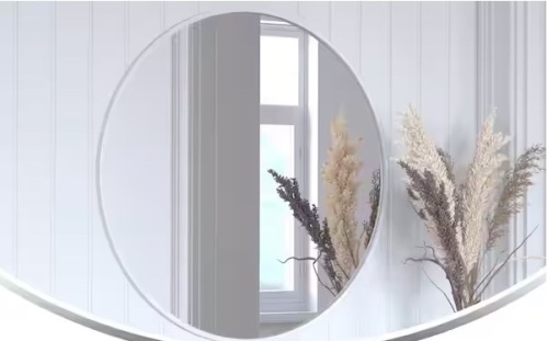 Modern Round Silver Wall Mounted Mirror 36"  - Lot 226