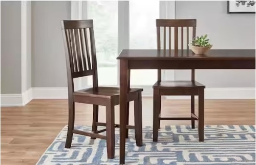 Scottsbury Chocolate Brown Wood Dining Chair with Slat Back (Set of 2) (16.7 in. W x 38.7 in. H) - Lot 232