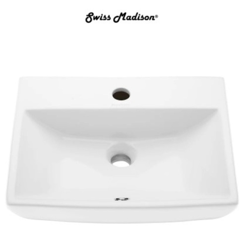 Swiss Madison Sublime 17-3/4" Rectangular Ceramic Wall Mounted Bathroom Sink with Overflow and Single Faucet Hole - Lot 233
