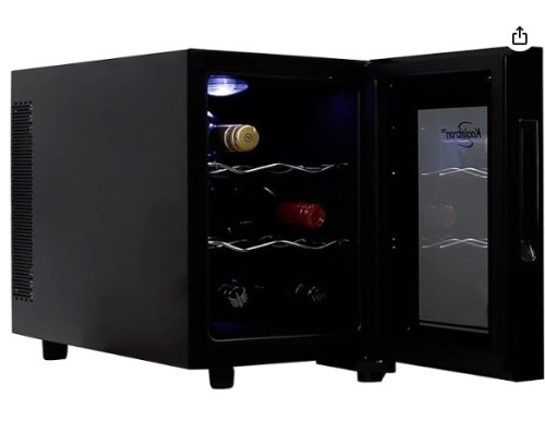 Koolatron 6 Bottle Wine Cooler, Black, Thermoelectric Wine Fridge, 0.65 cu. ft. (16L), Freestanding Wine Cellar, Red, White and Sparkling Wine Storage for Small Kitchen, Apartment, Condo, RV - Lot 239