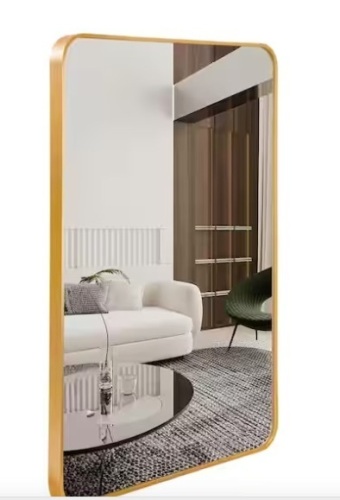 Ta. 24 in. W x 32 in. H Gold Rectangle Framed Mirror - Lot 301