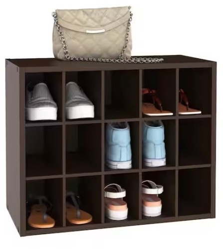 ClosetMaid19 in. H x 24 in. W x 12 in. D Espresso Wood Look 15-Cube Storage Organizer - Lot 303