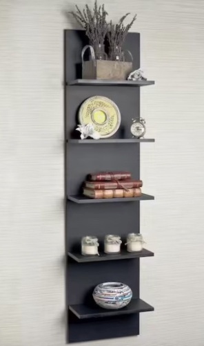 Contempo 12 in. W x 47.25 in. Black Grain Finish MDF Wide Column Wall Shelf - Lot 305