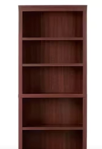 71 in. Dark Brown Wood 5-Shelf Classic Bookcase with Adjustable Shelves - Lot 306