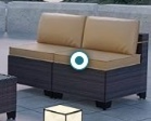 2 piece armless outdoor sofa with sand colored cushions - Lot 14