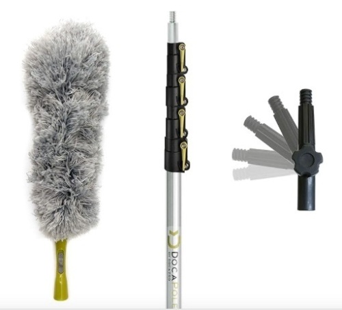 DocaPole Microfiber Feather Duster with 6-24 Foot Extension Pole for Dusting High Ceilings and Surfaces - Lot 263