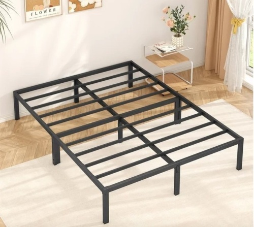 Mr IRONSTONE Heavy Duty King Size Metal Platform Bed Frame, No Box Spring Needed for Use, missing hardware - Lot 268