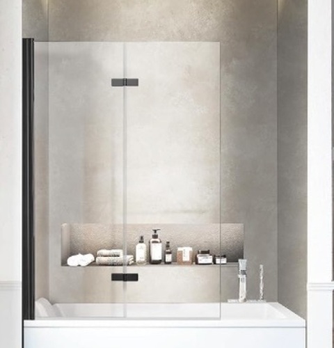 Bathtub Folding Shower Glass Door, 36" W*55" H Pivot H-Type Frameless Tub Shower Door, Clear Tempered Glass Shower Screen Panel for Bathroom,  - Lot 277
