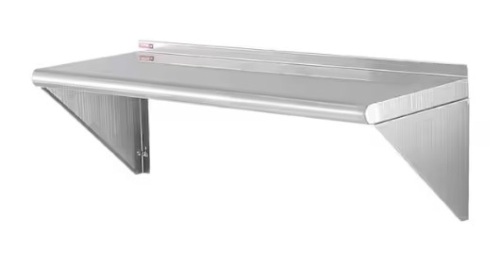 Stainless Steel Shelf 12 in. x 36 in. Wall Mounted Floating Shelving with Brackets 250 lbs Load Commercial Shelve,Silver - Lot 374