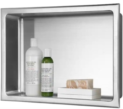 18-Gauge Bathroom Shower Wall Niche in Brushed Stainless Steel - Lot 377