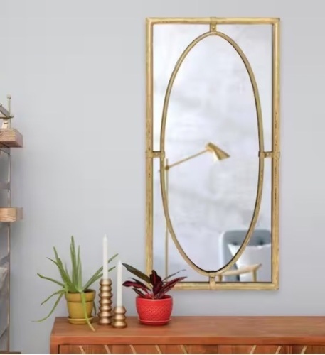Medium Rectangle Gold Antiqued Classic Mirror (30 in. H x 14 in. W) - Lot 380