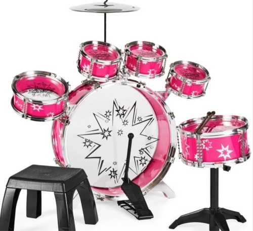 11-Piece Kids Beginner Drum Percussion Musical Instrument Toy Set - Lot 347