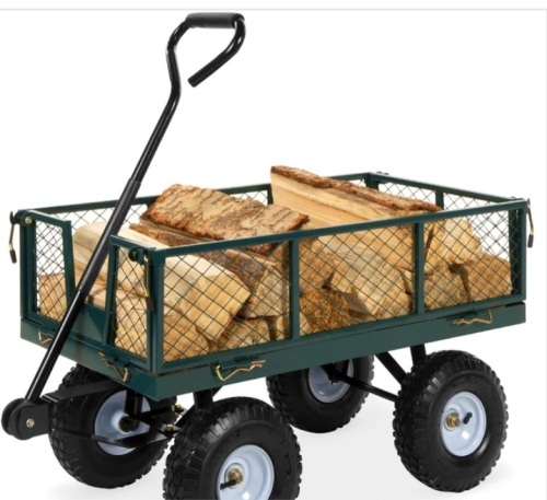 Steel Garden Utility Cart Wagon w/ 400lb Capacity, Removable Sides, Handle - Lot 352