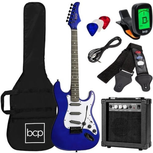 Beginner Electric Guitar Kit w/ Case, 10W Amp, Tremolo Bar - 39in - Lot 3590