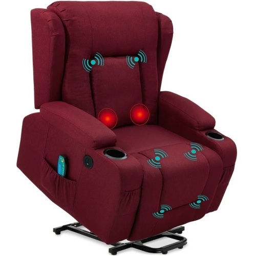 Electric Power Lift Recliner Massage Chair w/ Heat, USB Port, Cupholders - Lot 4300