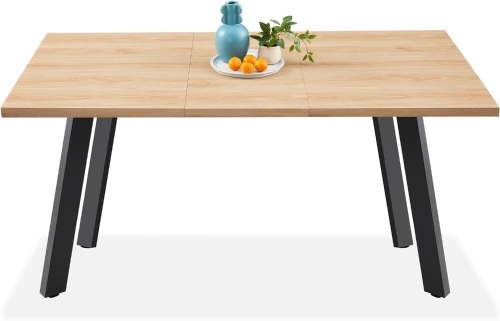 Best Choice Products Extendable Dining Table 47 to 63in Modern Large Expanding Kitchen Table up to 6 People w/Leaf Extension, 2 Locks, 132lb Capacity - Natural Oak - Lot 4469
