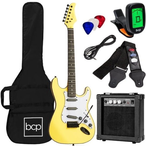 Beginner Electric Guitar Kit w/ Case, 10W Amp, Tremolo Bar - 39in - Lot 4411
