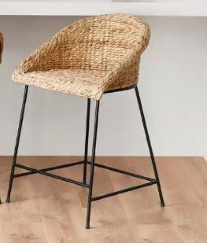 StyleWell Natural Woven Hyacinth Counter Stool with Low Back - Lot 14