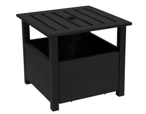 California Umbrella Steel Side Table Patio Umbrella Base in Black  - Lot 260