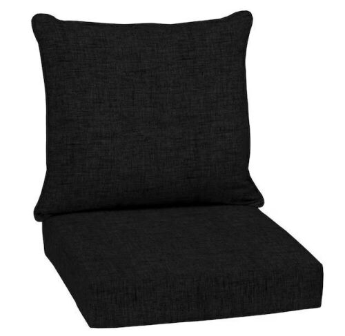 Arden 24 in. x 24 in. 2-Piece Deep Seating Outdoor Lounge Chair Cushion in Black Leala  - Lot 321