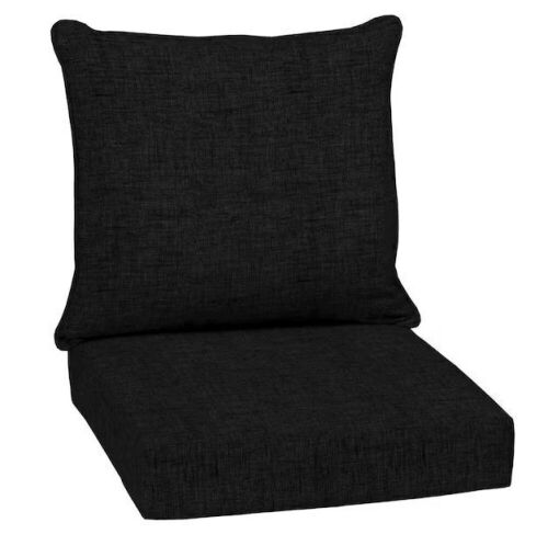 Arden 24 in. x 24 in. 2-Piece Deep Seating Outdoor Lounge Chair Cushion in Black Leala  - Lot 331
