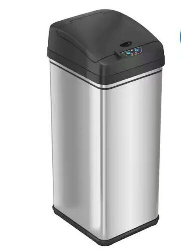 13 Gal. Touchless Sensor Trash Can with AbsorbX Odor Filter System, Stainless Steel, Wide Lid Opening  - Lot 390