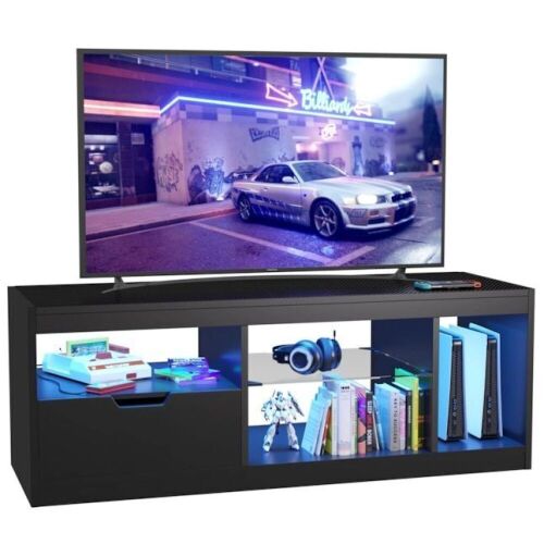 Modern TV Stand with LED Lights and High Glossy Cabinets for TVs up to 65"  - Lot 424