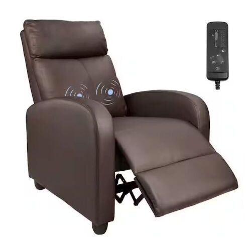 Brown Leather Recliner with Massage Backrest  - Lot 426