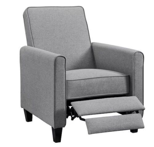 Gray Linen Standard Push Back Recliner  - Lot 429