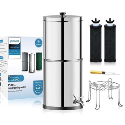Purewell 3-Stage Ultra-Filtration Gravity Water Filter System, 2.25 Gallon - Lot 435