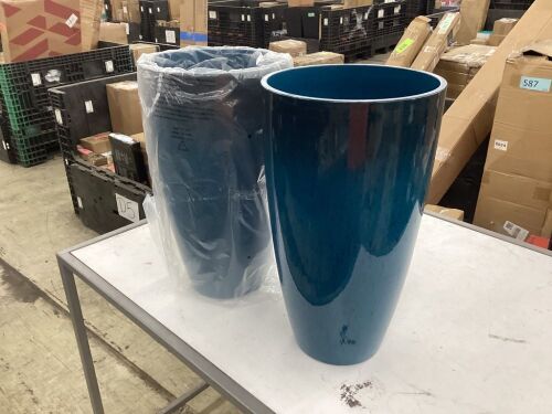 Lot of (2) Blue Planters, 21" Tall - Lot 564