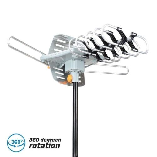 Leadzm Outdoor Amplified Antenna HD TV 36dB Rotor Remote 360 Degree UHF/VHF/FM  - Lot 714