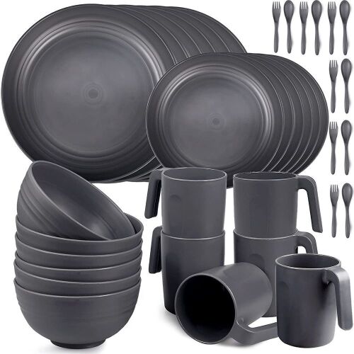 Shopwithgreen Lightweight & Unbreakable Plastic Dinnerware Set, 36 PCS - Lot 724