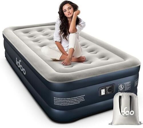 iDOO Twin Air Mattress with Built in Pump, 18" Raised  - Lot 468