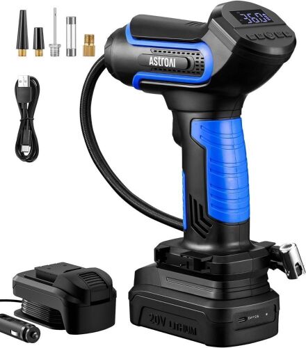 AstroAI Tire Inflator Air Compressor Cordless with 20V Rechargeable Li-ion Battery 150 PSI - Lot 587