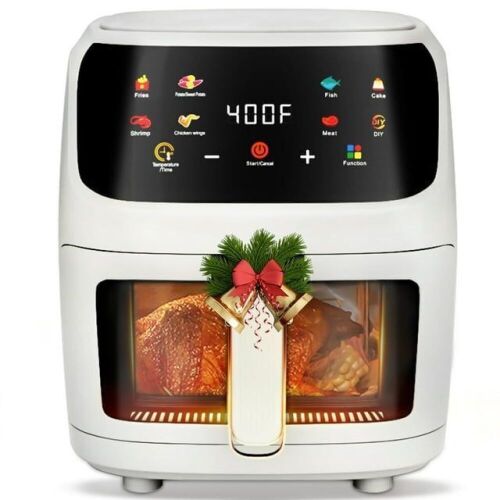 8-in-1 Digital Touchscreen Air Fryer 7.5QT, Visible Cooking Window, 1700W, White - Lot 604