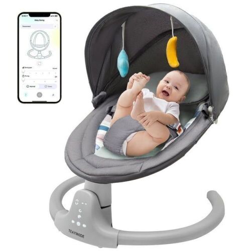 TEAYINGDE Baby Swing, APP Remote Bluetooth Control, 5 Speed Settings, 10 Lullabies, USB Plug - Lot 609