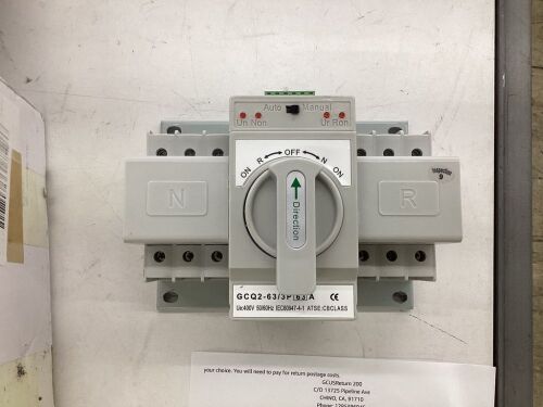 Dual Power Automatic Transfer Switches Self Cast Conversion Switch Generator Changeover Switch 110V - Lot 343