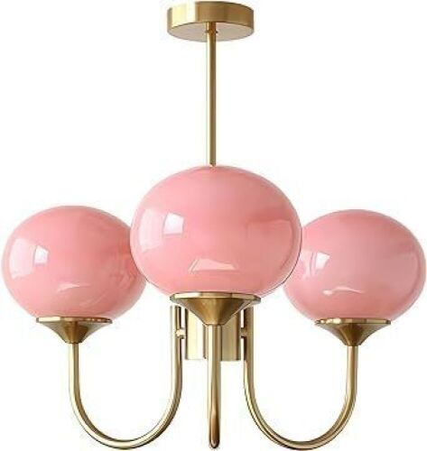 3 Light Pink Sputnik Chandelier Light Fixture  - Lot 687