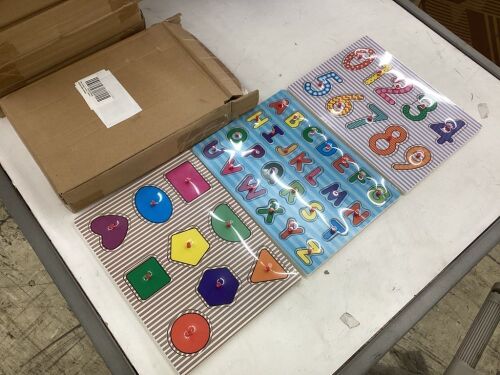 Lot of (14) Kids Wooden Letters & Numbers Learning Toys - Lot 645