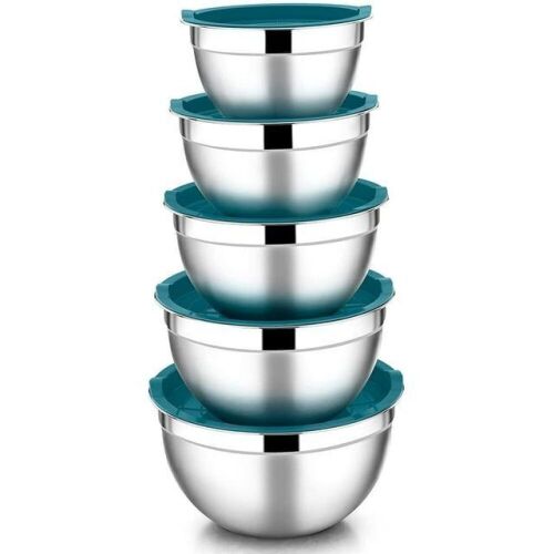 Vesteel Stainless Steel Mixing Bowls with Lids, Set of 5  - Lot 502