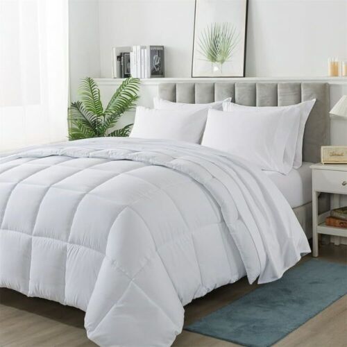 Downcool Queen Size 7 Piece Comforter Set, White  - Lot 463