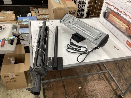 HeatStorm 1500-Watt Electric Outdoor Infrared Quartz Portable Space Heater with Tripod - No Remote  - Lot 380